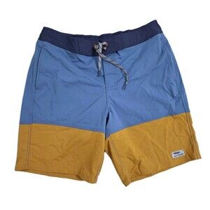 LL Bean Shorts Mens Large Swim Trunks Colorblock Lined Blue Brown